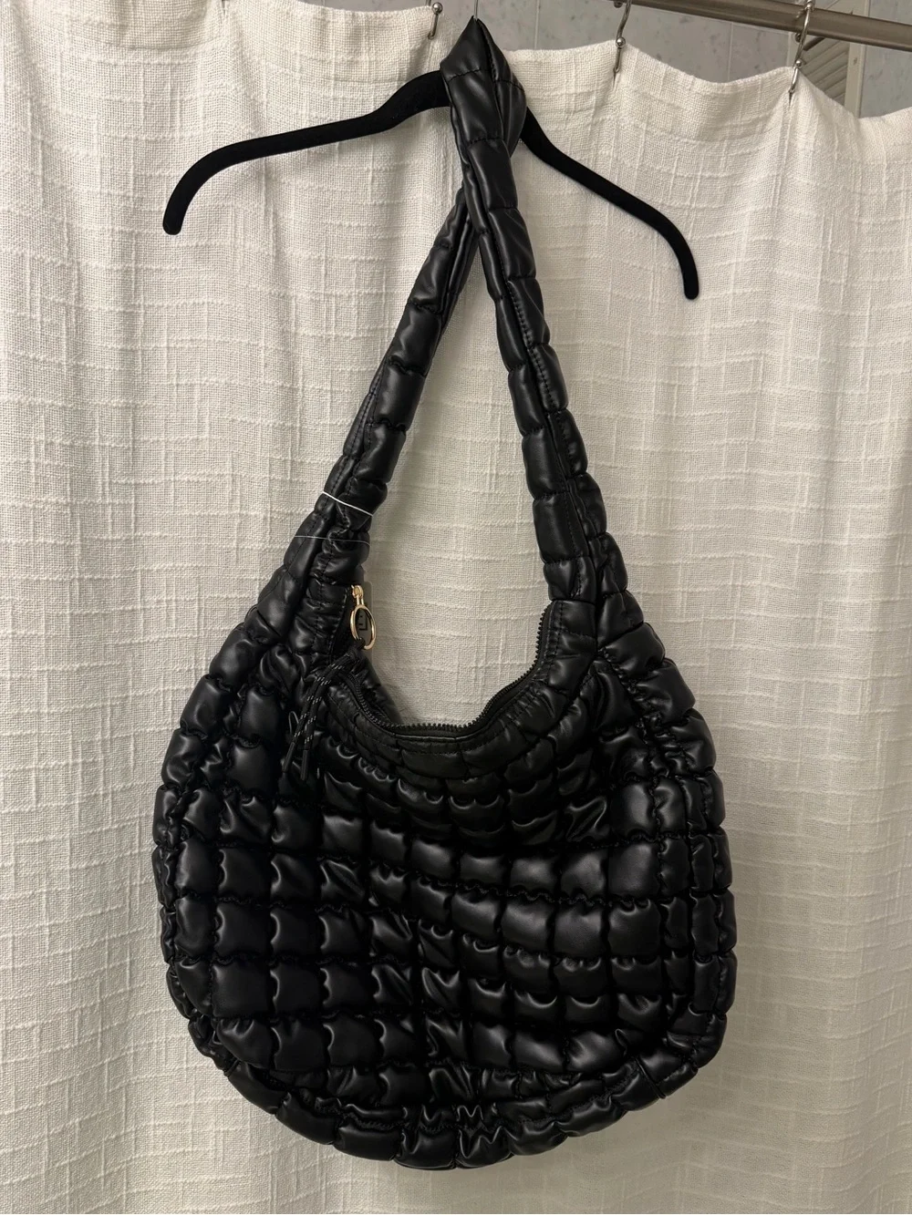 URBAN EXPRESSIONS Quilted Faux Leather Black Hobo Bag - NEW w/ Tags